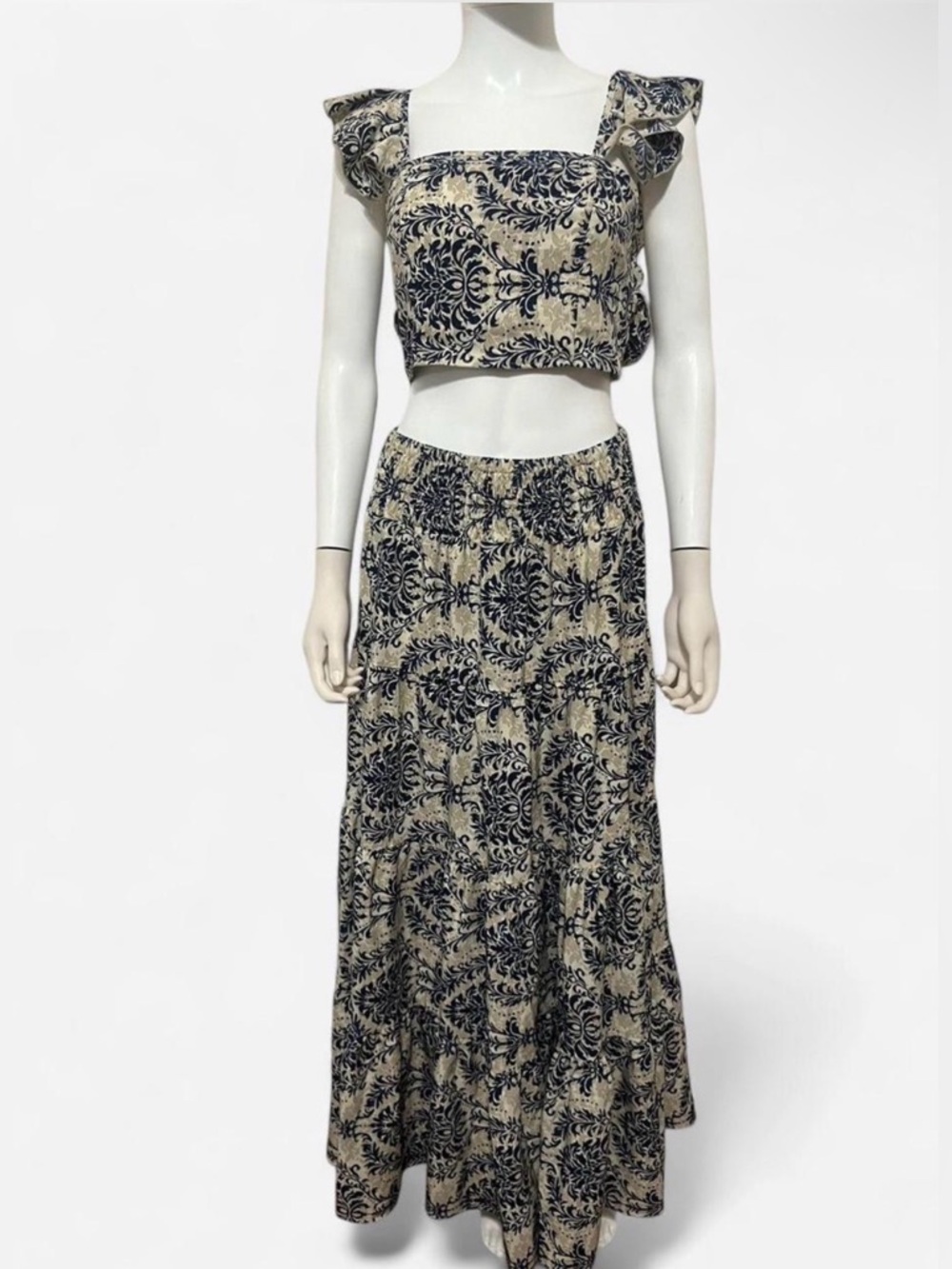 2 piece bohemian maxi skirt set